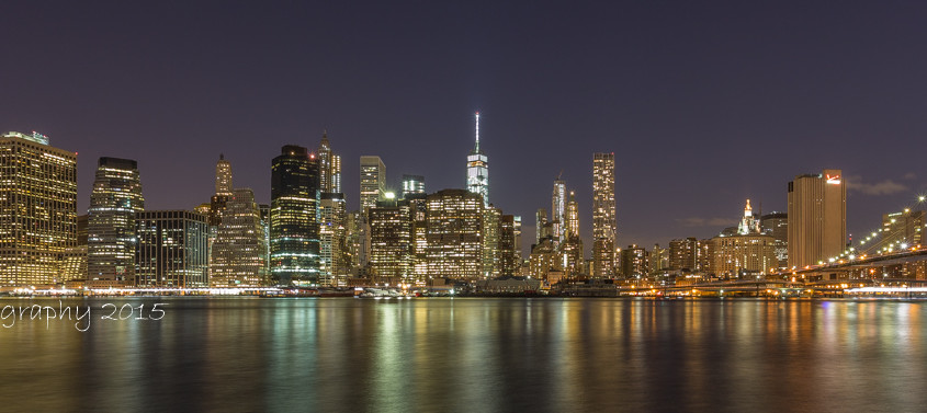 Foto's New York - Manhattan Skyline by Night panorma | Foto Tux Photography